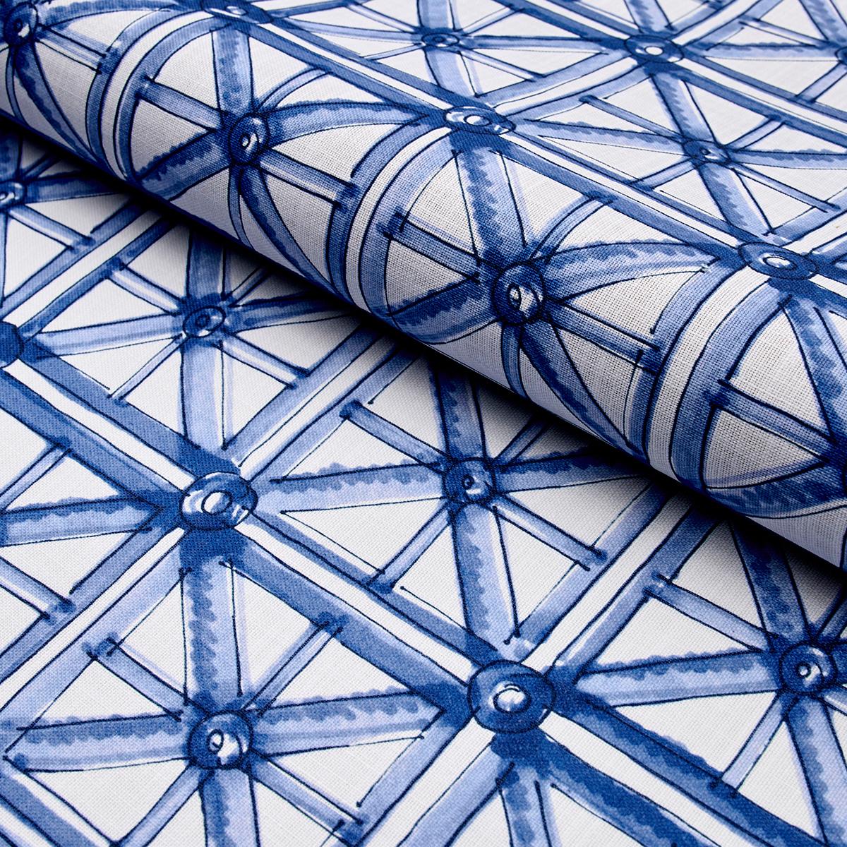 Schumacher Portail Francais Indoor/Outdoor Navy Fabric