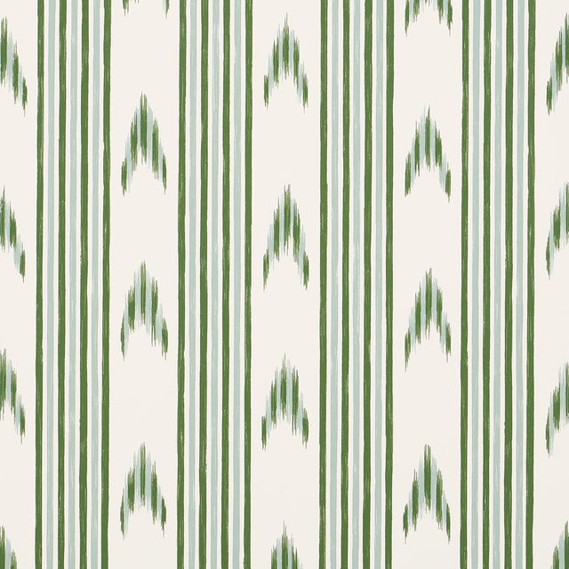 Schumacher Santa Barbara Ikat Leaf Green Wallpaper