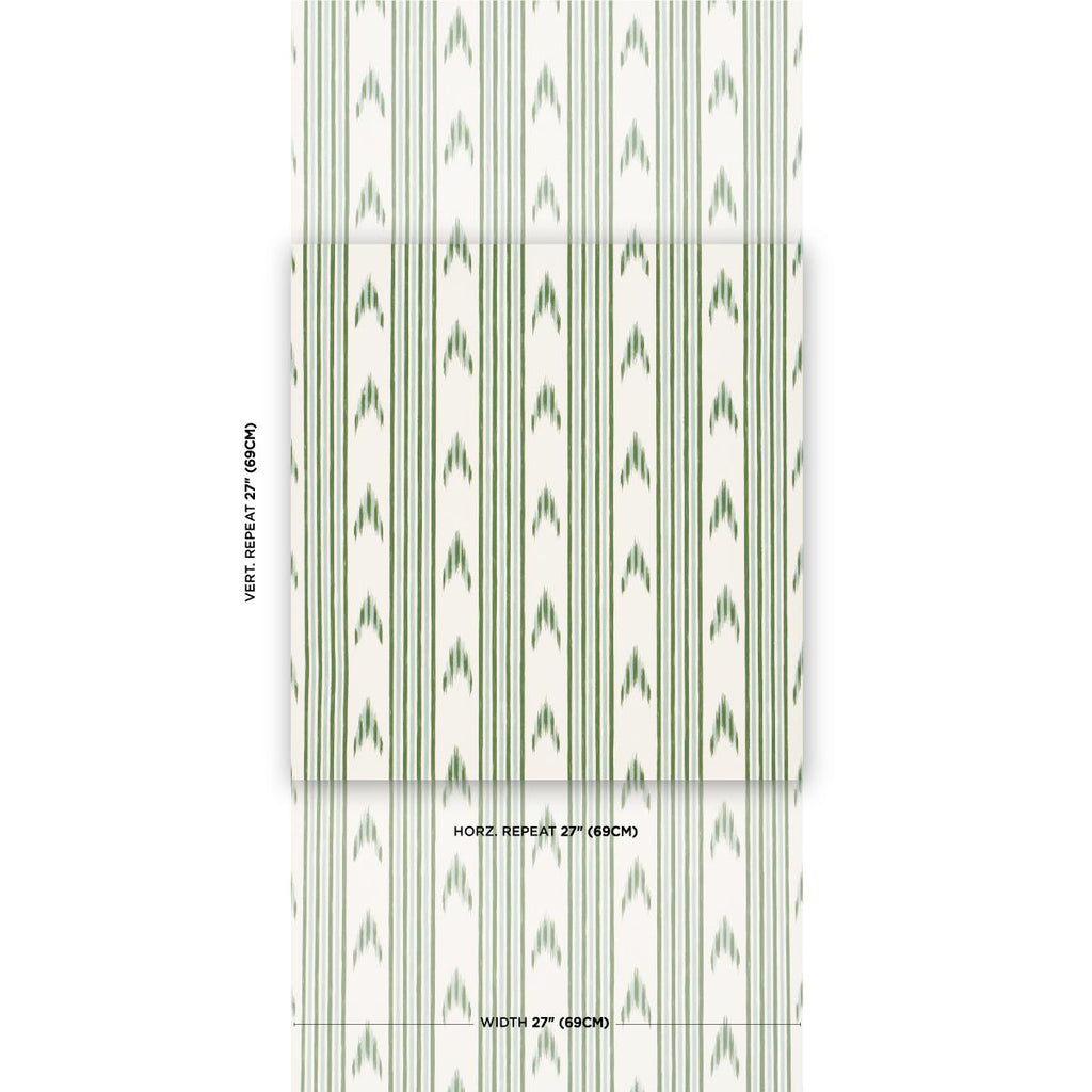 Schumacher Santa Barbara Ikat Leaf Green Wallpaper
