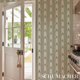 Schumacher Santa Barbara Ikat Leaf Green Wallpaper