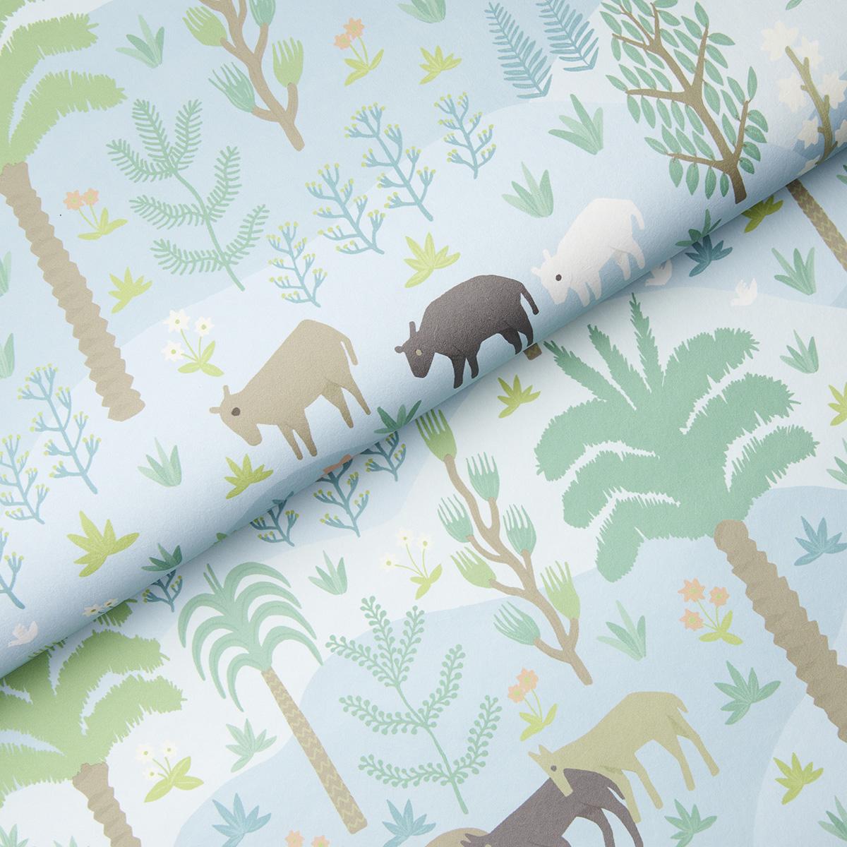 Schumacher Las Colinas Blue Wallpaper