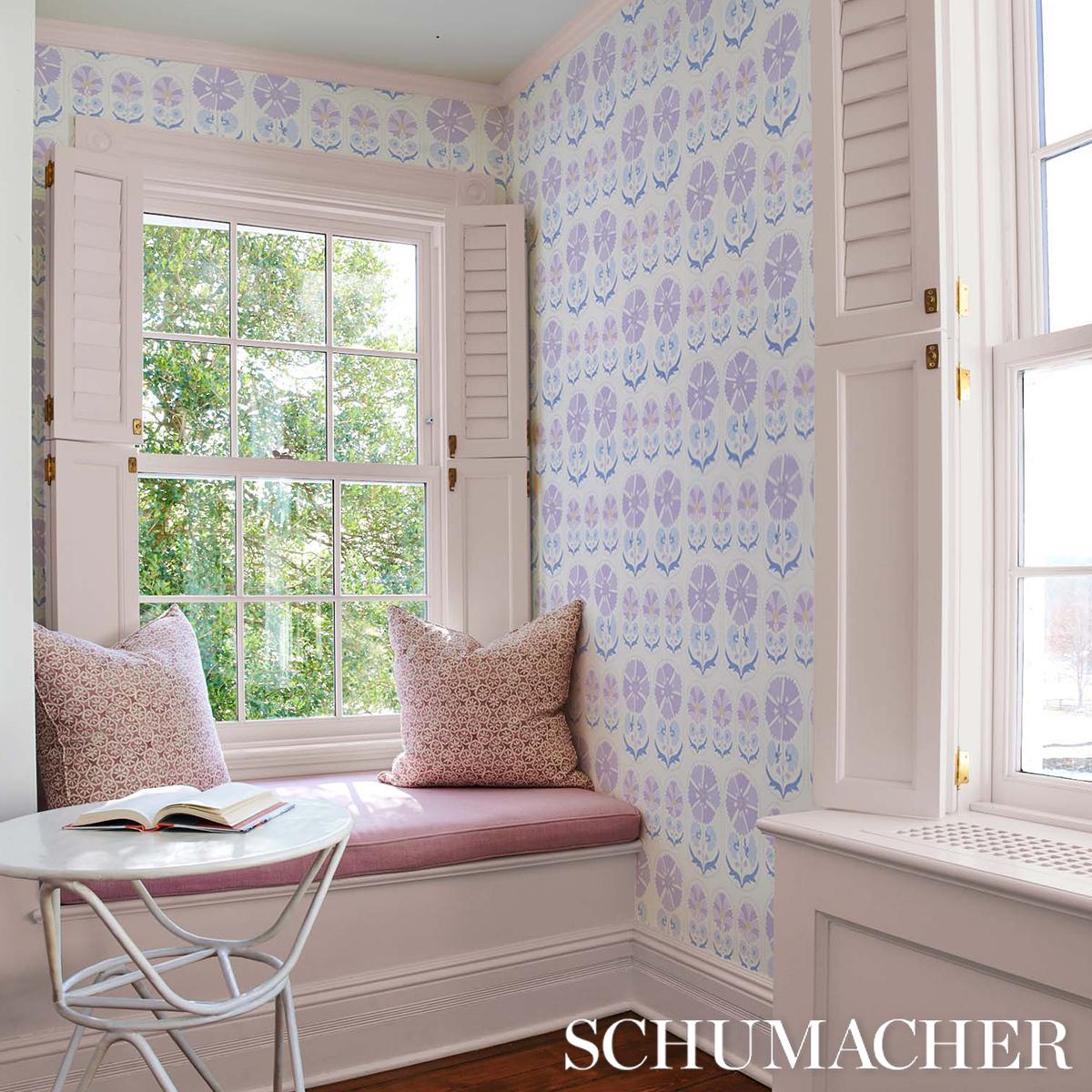 Schumacher Anjuna Floral Lilac Wallpaper