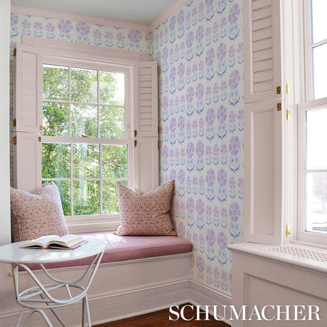 Schumacher Anjuna Floral Lilac Wallpaper