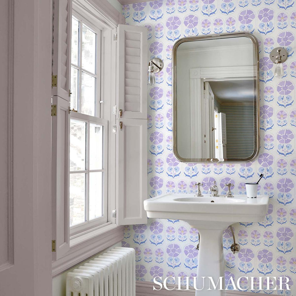 Schumacher Anjuna Floral Lilac Wallpaper