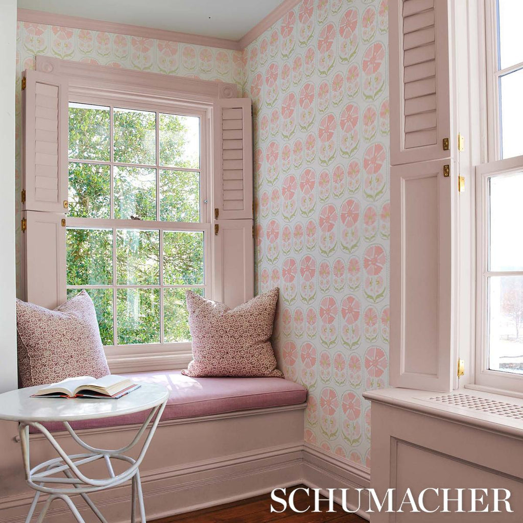 Schumacher Anjuna Floral Blush Wallpaper