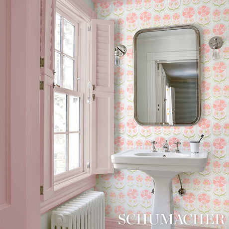 Schumacher Anjuna Floral Blush Wallpaper