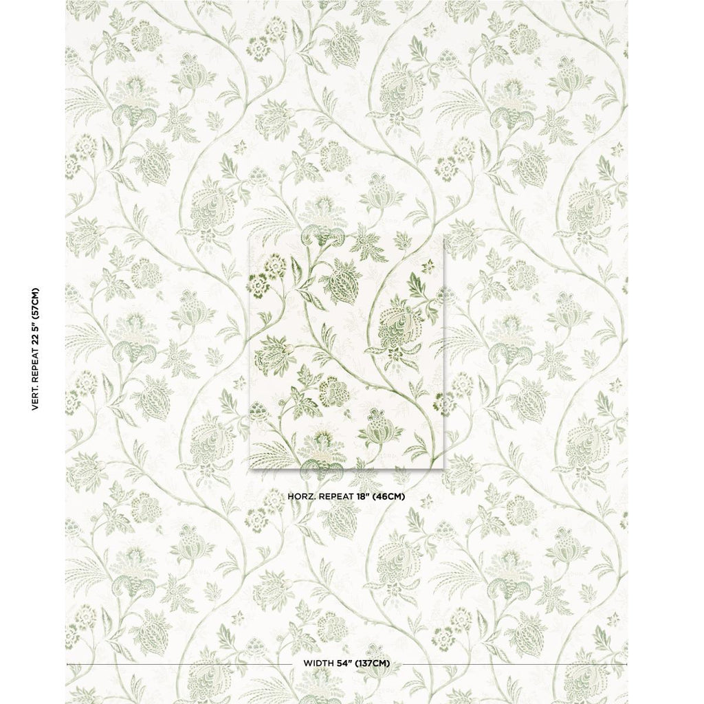 Schumacher Chinoiserie Vine Leaf Green Wallpaper