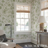 Schumacher Chinoiserie Vine Leaf Green Wallpaper