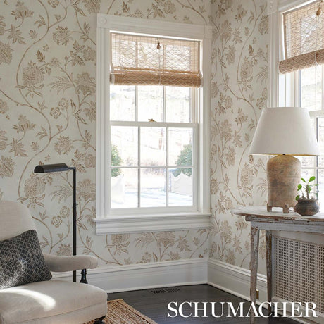 Schumacher Chinoiserie Vine Neutral Wallpaper