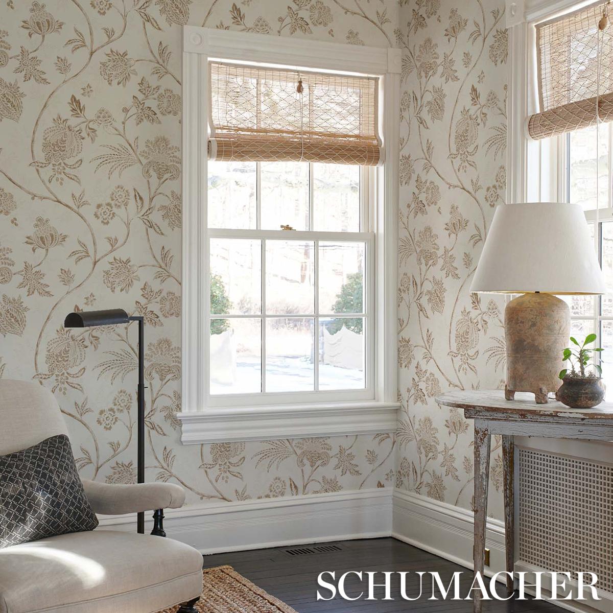 Schumacher Chinoiserie Vine Neutral Wallpaper