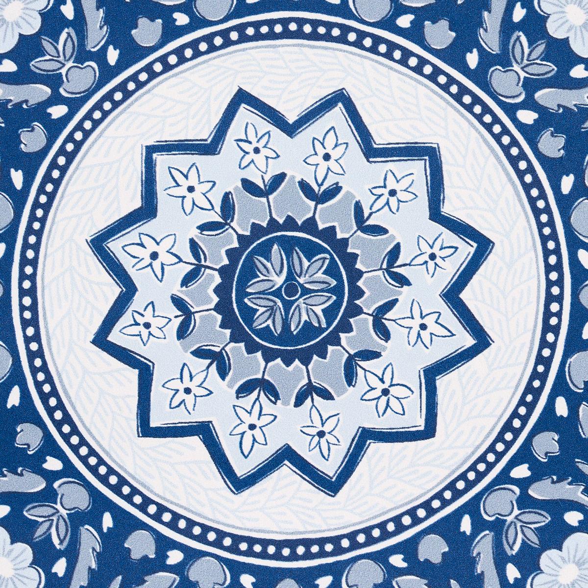 Schumacher Montecito Medallion Indigo Wallpaper