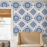 Schumacher Montecito Medallion Indigo Wallpaper
