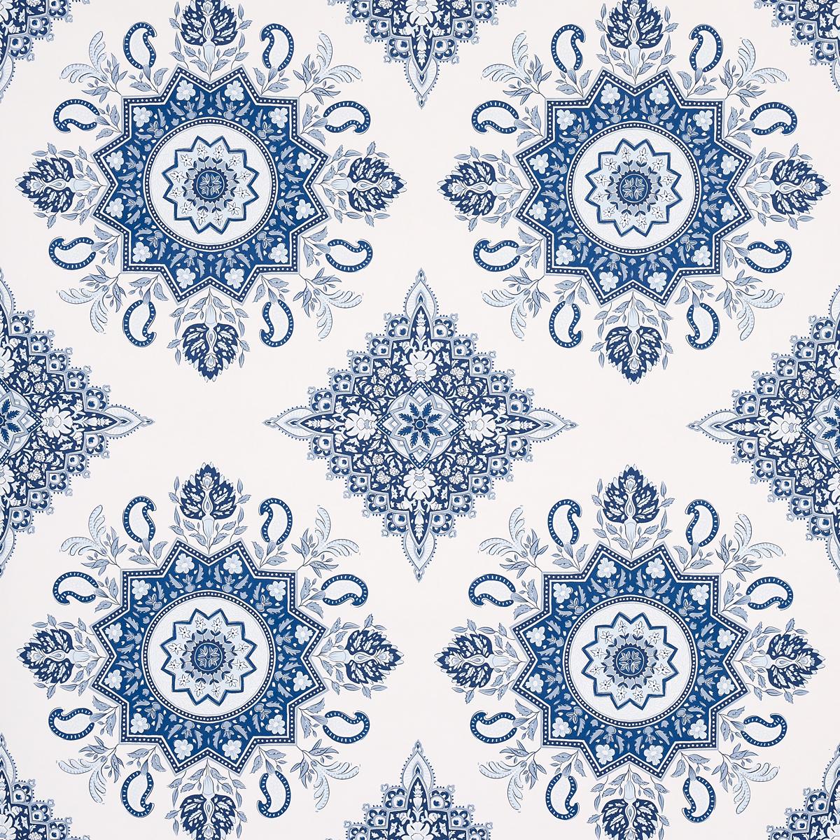 Schumacher Montecito Medallion Indigo Wallpaper