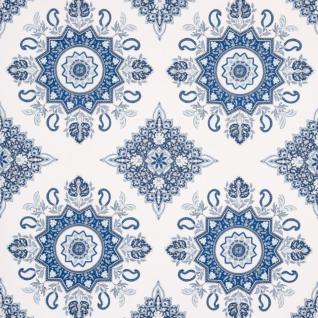 Schumacher Montecito Medallion Indigo Wallpaper