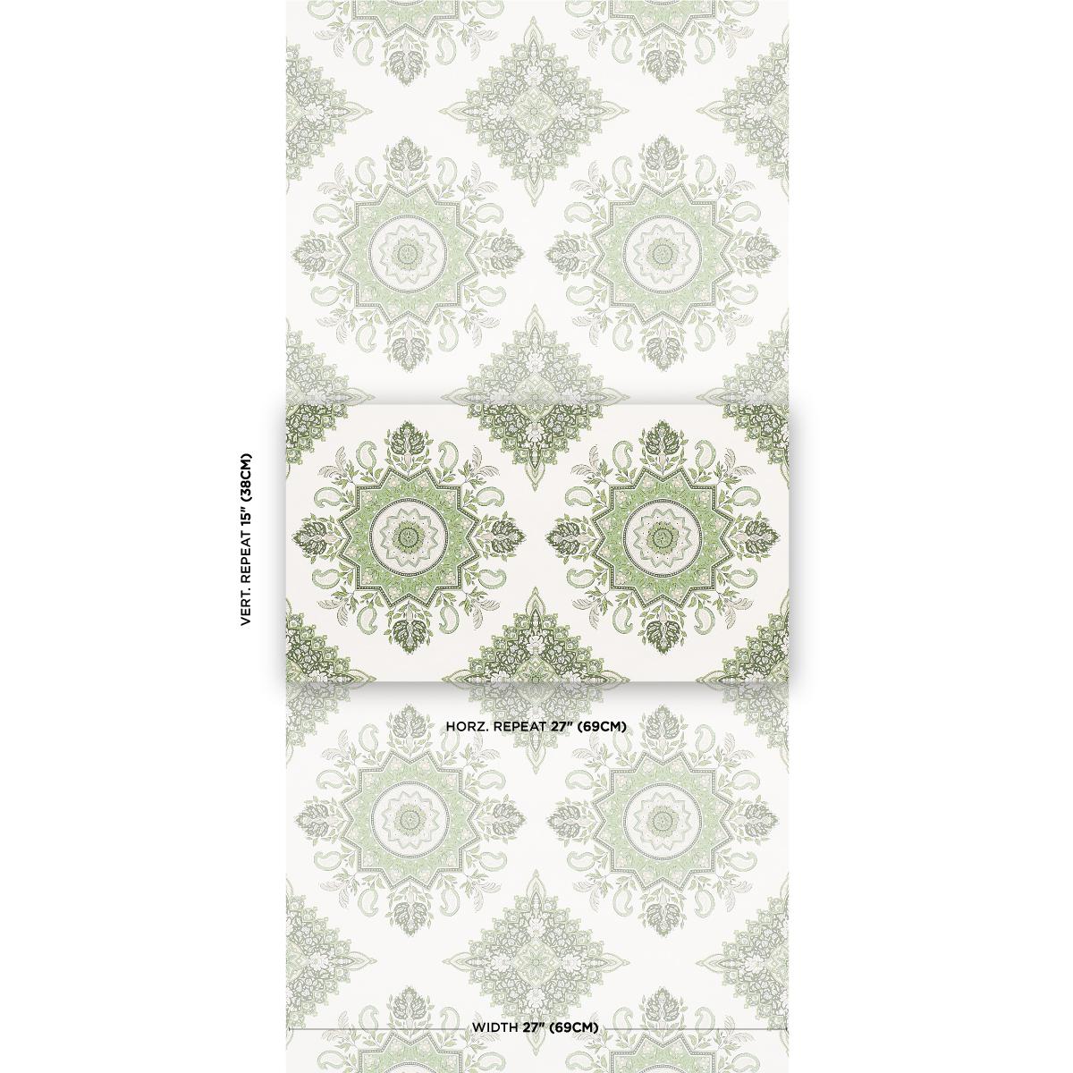 Schumacher Montecito Medallion Leaf Green Wallpaper