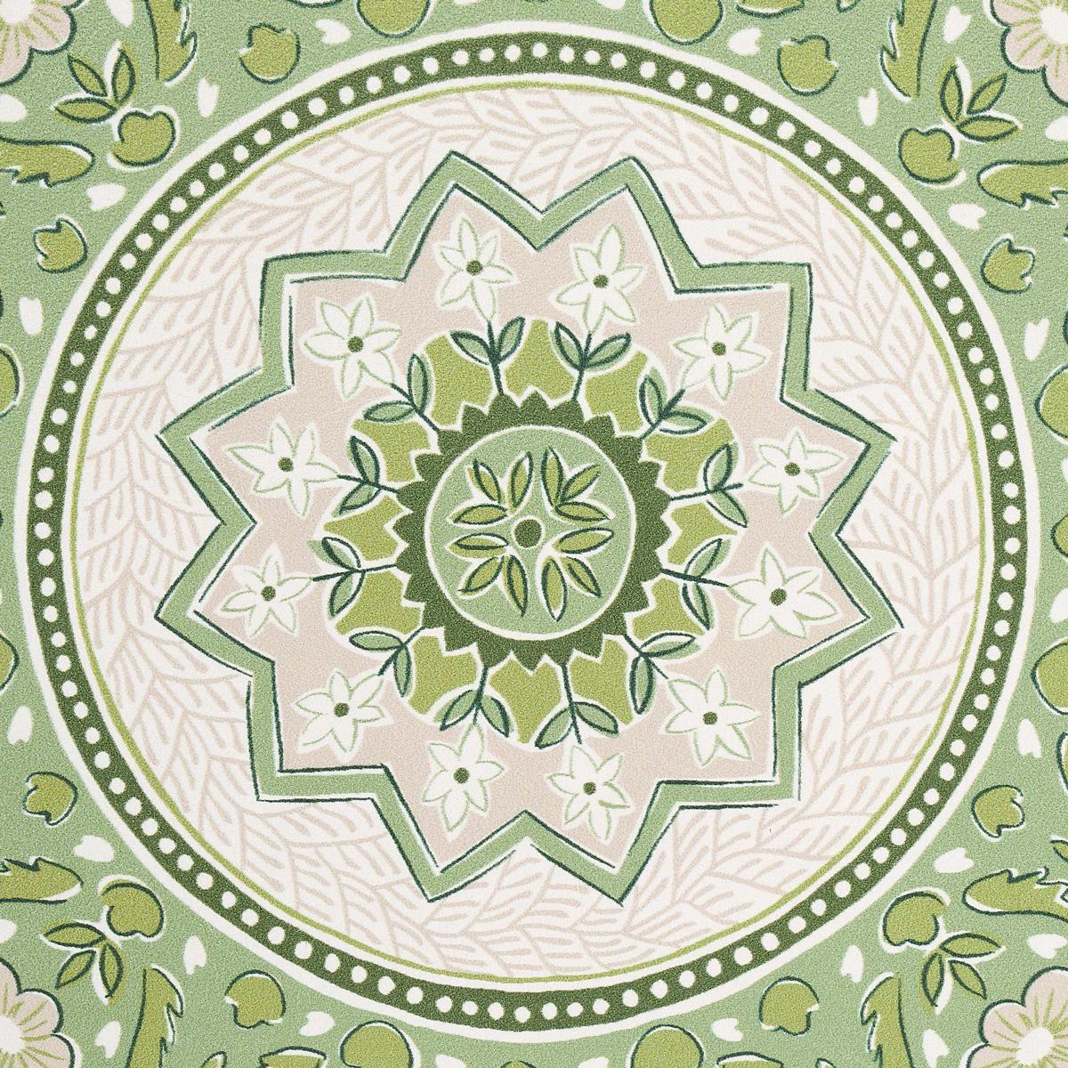 Schumacher Montecito Medallion Leaf Green Wallpaper
