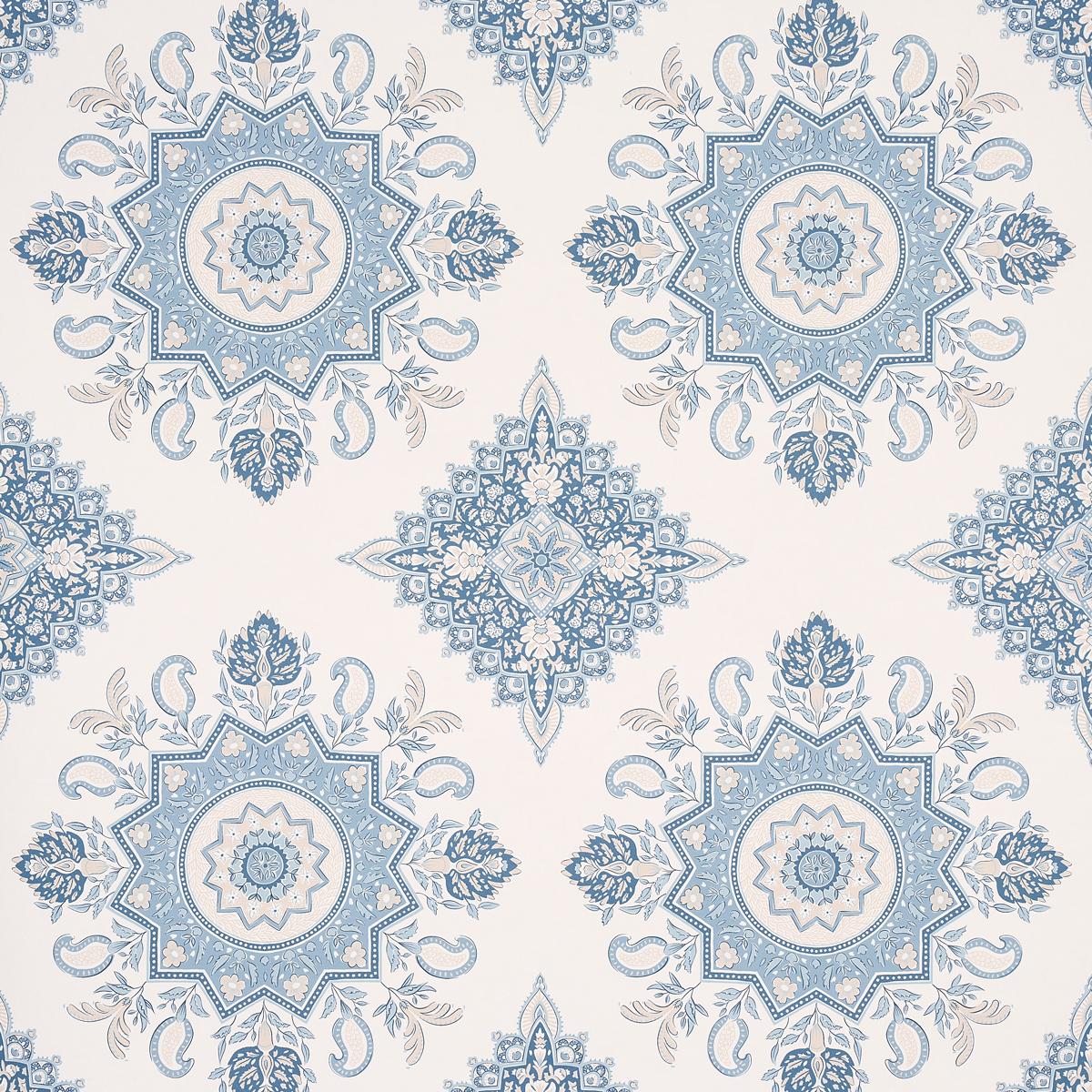 Schumacher Montecito Medallion China Blue Wallpaper