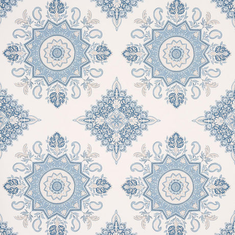 Schumacher Montecito Medallion China Blue Wallpaper