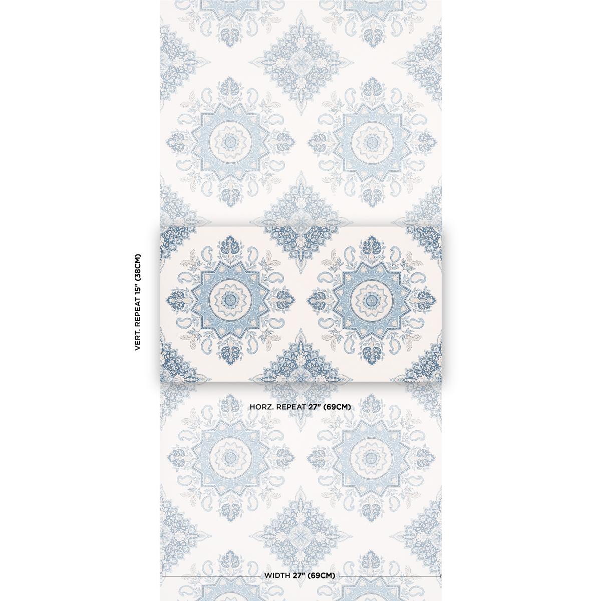 Schumacher Montecito Medallion China Blue Wallpaper