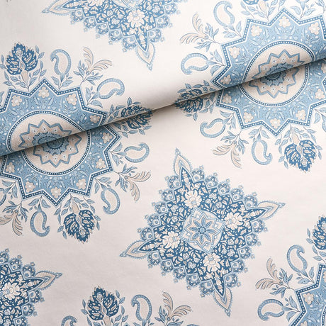 Schumacher Montecito Medallion China Blue Wallpaper