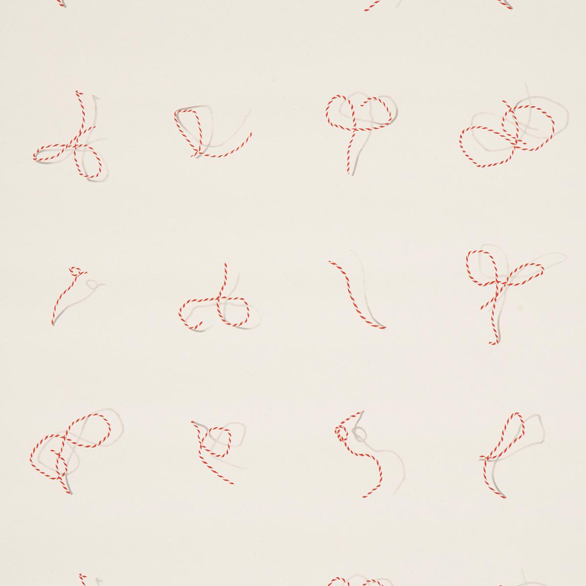 Schumacher Butcher String Red And White On Ivory Wallpaper