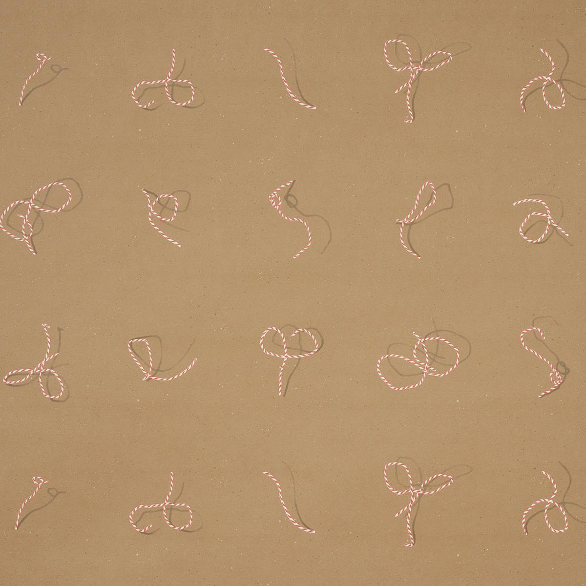 Schumacher Butcher String Red And White On Brown Wallpaper