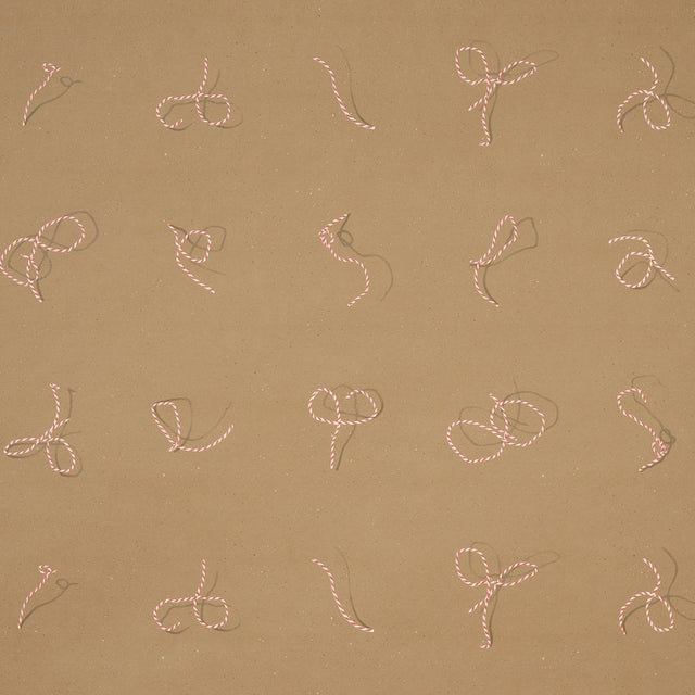 Schumacher Butcher String Red And White On Brown Wallpaper