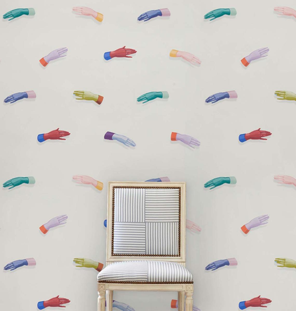 Schumacher Manos Multi On Ivory Wallpaper