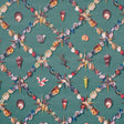 Schumacher Grotto Treillage Multi On Teal Wallpaper