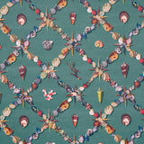 Schumacher Grotto Treillage Multi On Teal Wallpaper