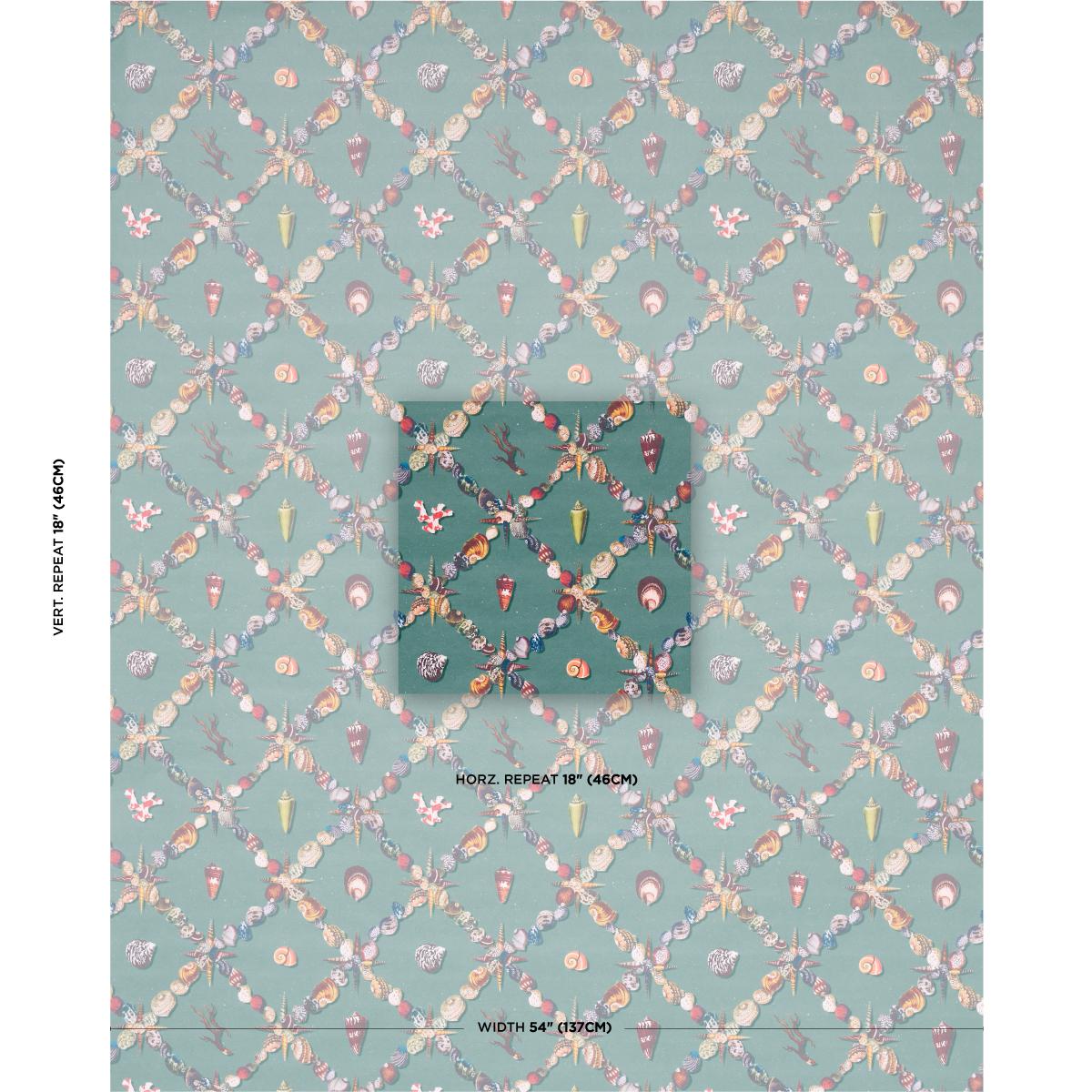 Schumacher Grotto Treillage Multi On Teal Wallpaper