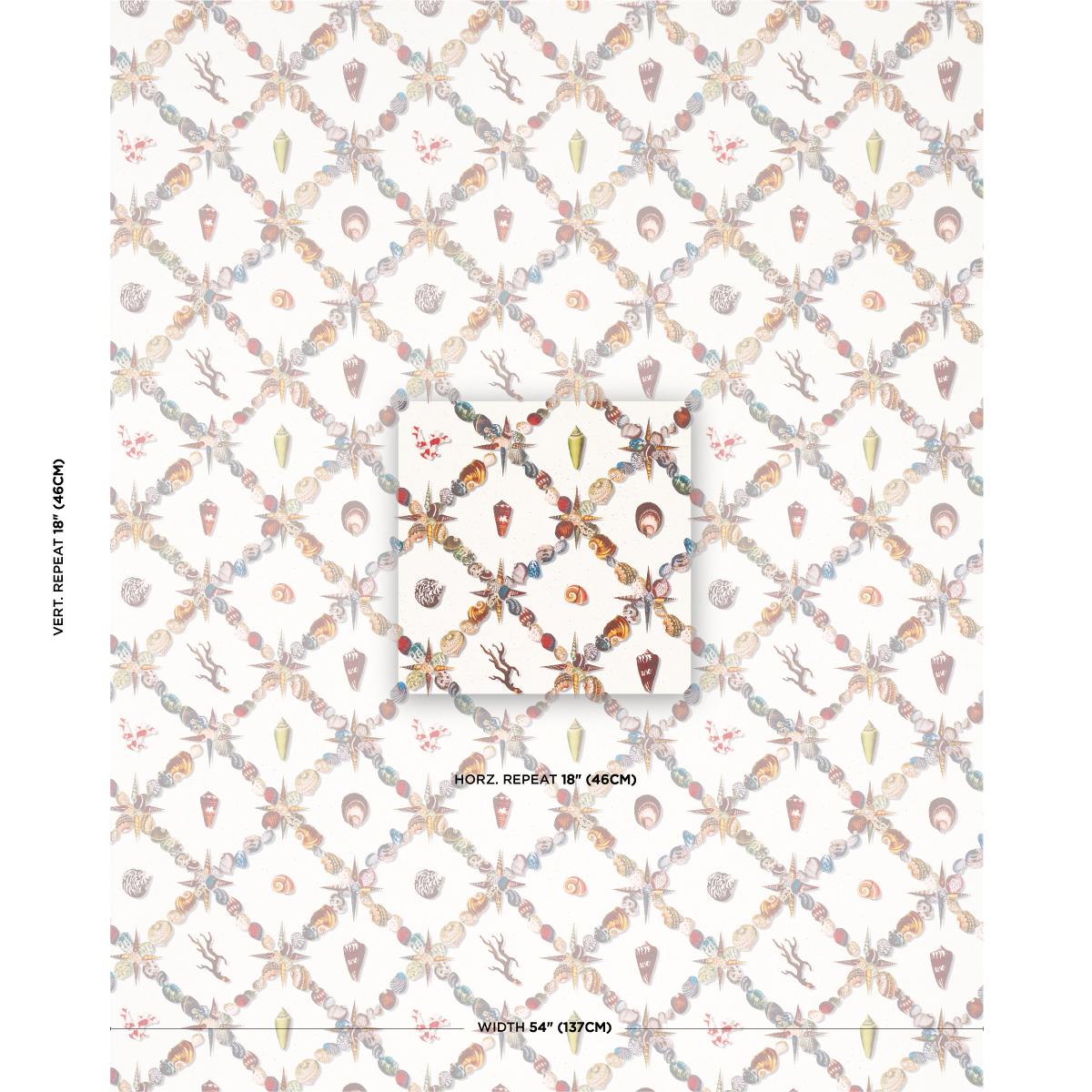 Schumacher Grotto Treillage Multi On Ivory Wallpaper