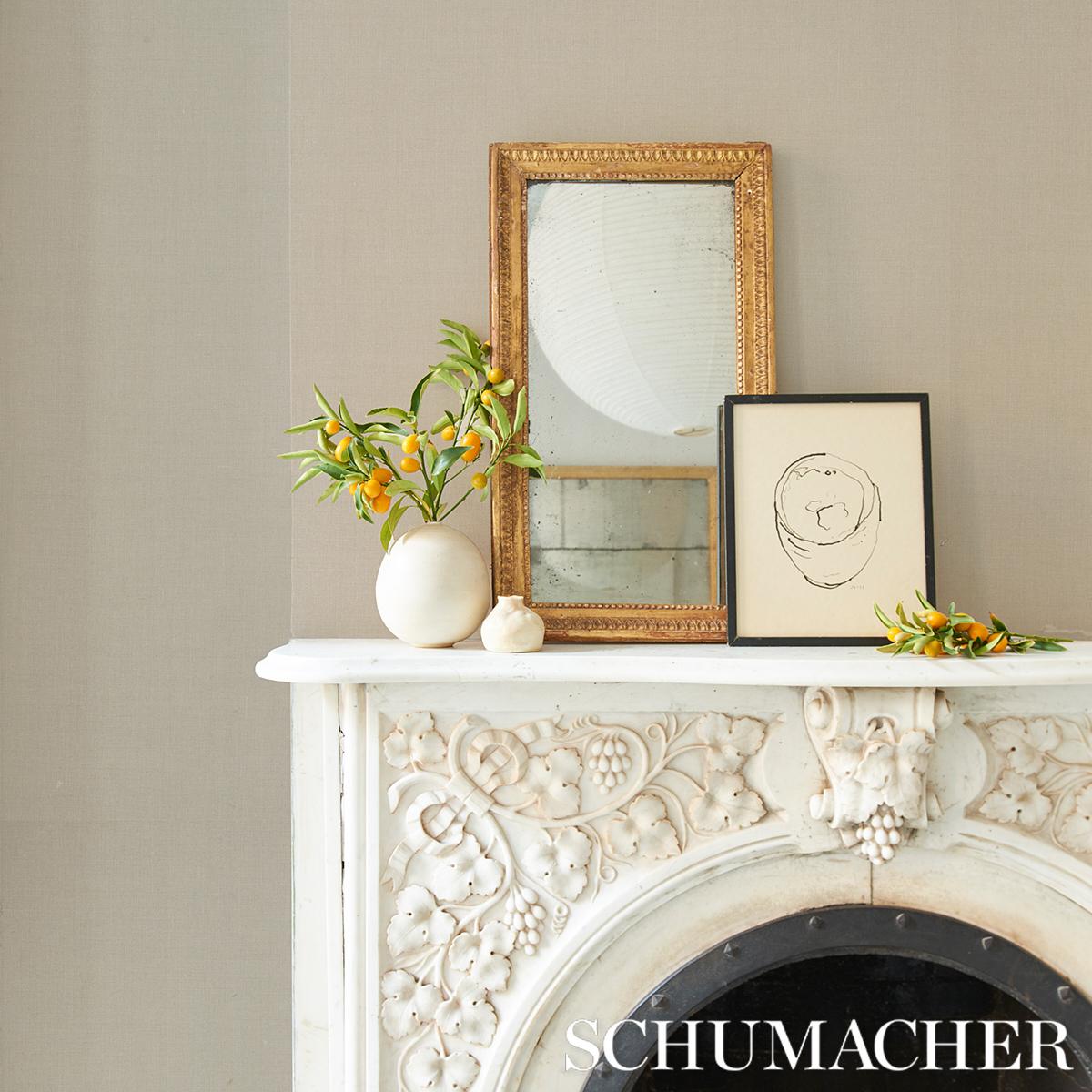 Schumacher Performance Linen Wallcovering Parchment Wallpaper