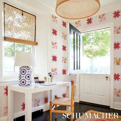 Schumacher Backdrop X Schumacher Alexander Red & Earthy Pink Wallpaper
