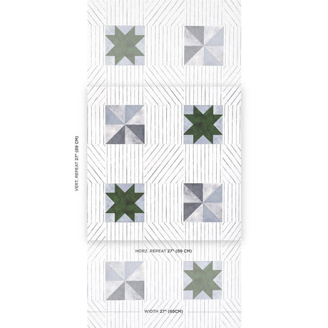 Schumacher Backdrop X Schumacher Alexander Dutch Green & Slate Wallpaper