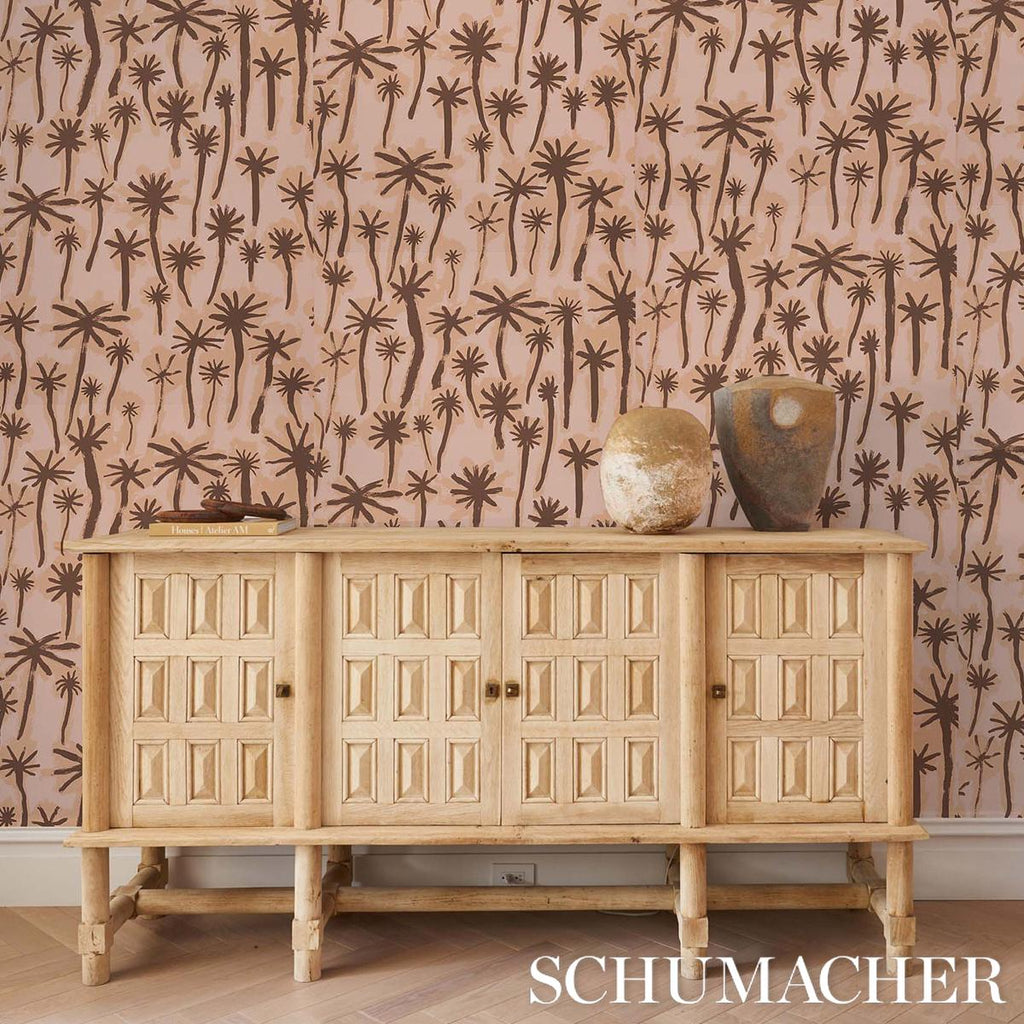 Schumacher Palmitas Coral Wallpaper