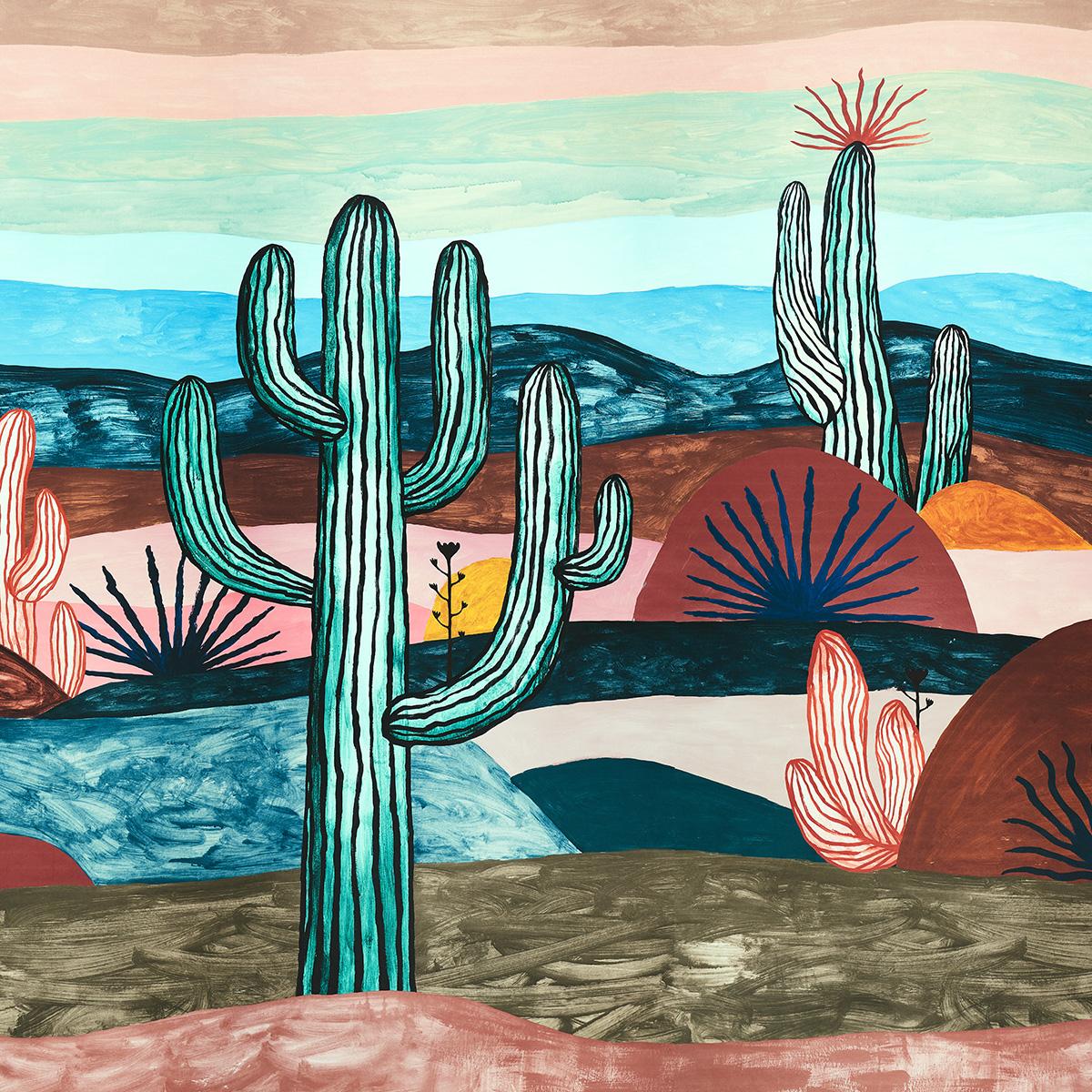 Schumacher Desert Scape Panel Set Prismatic Wallpaper