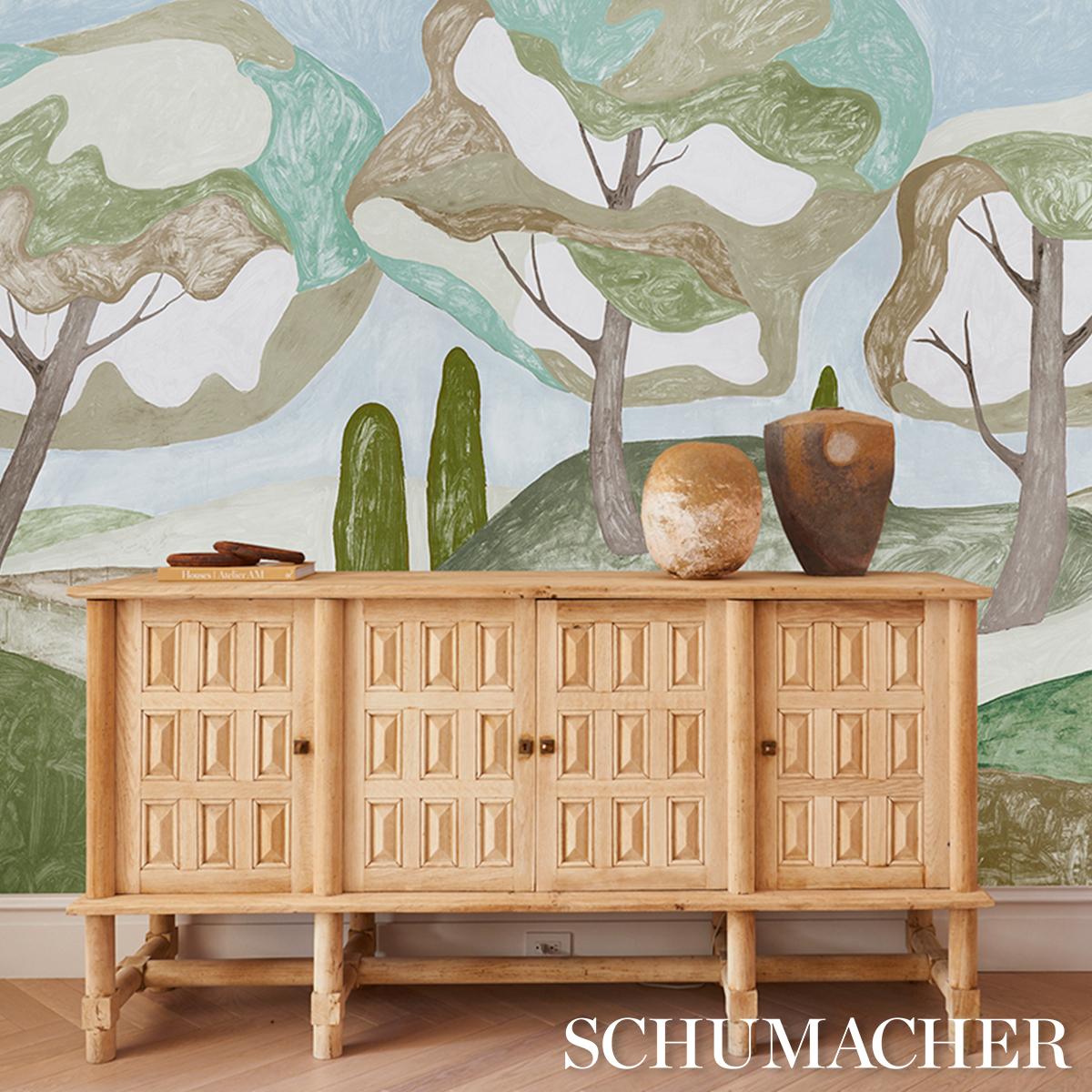 Schumacher Forest Hills Panel Set Sky Wallpaper