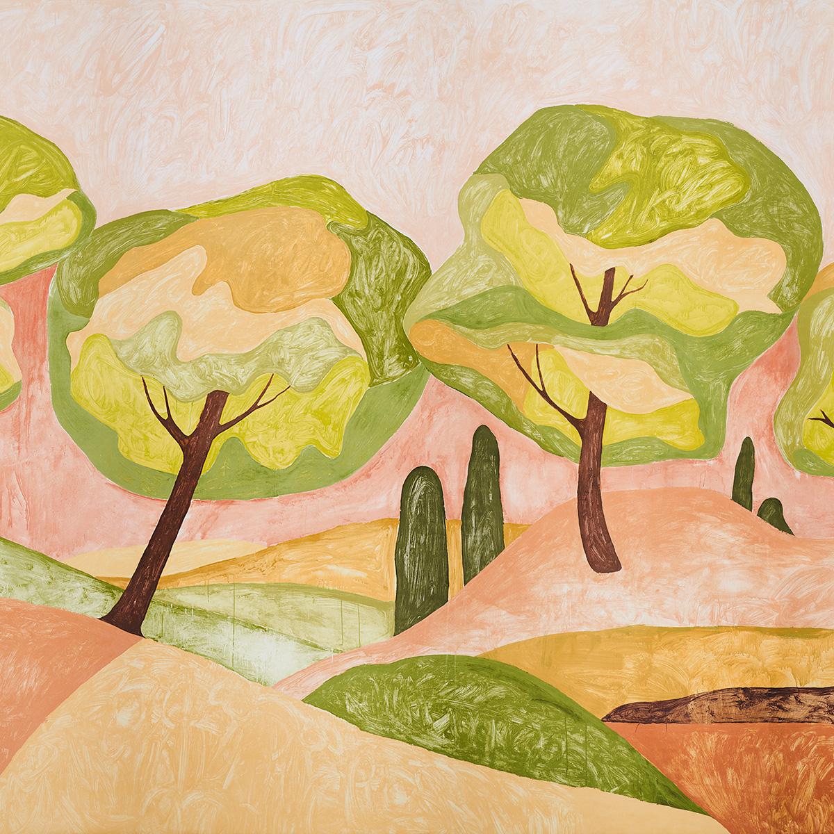 Schumacher Forest Hills Panel Set Sunset Wallpaper