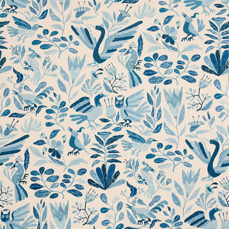 Schumacher Canopy Blue Birds Wallpaper