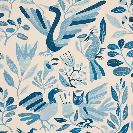 Schumacher Canopy Blue Birds Wallpaper