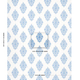 Schumacher Zinda Embroidery Blue On Ivory Fabric