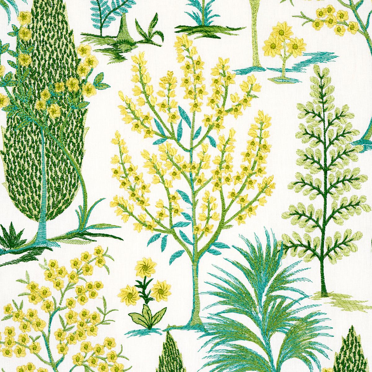 Schumacher Pandora Embroidery Green Fabric