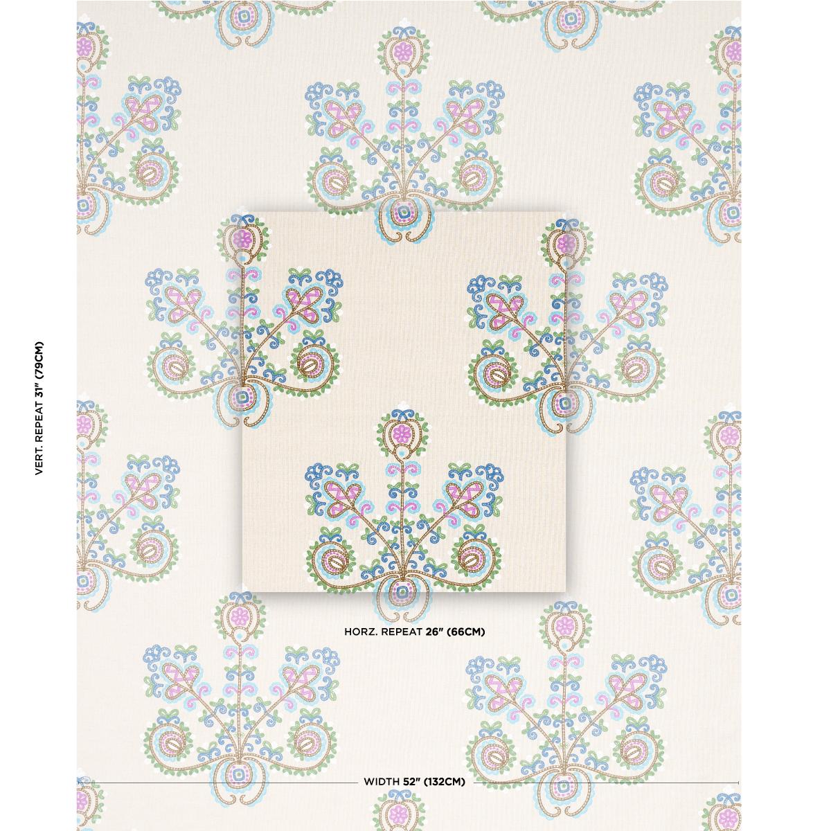 Schumacher Estrella Embroidery Jewel Fabric