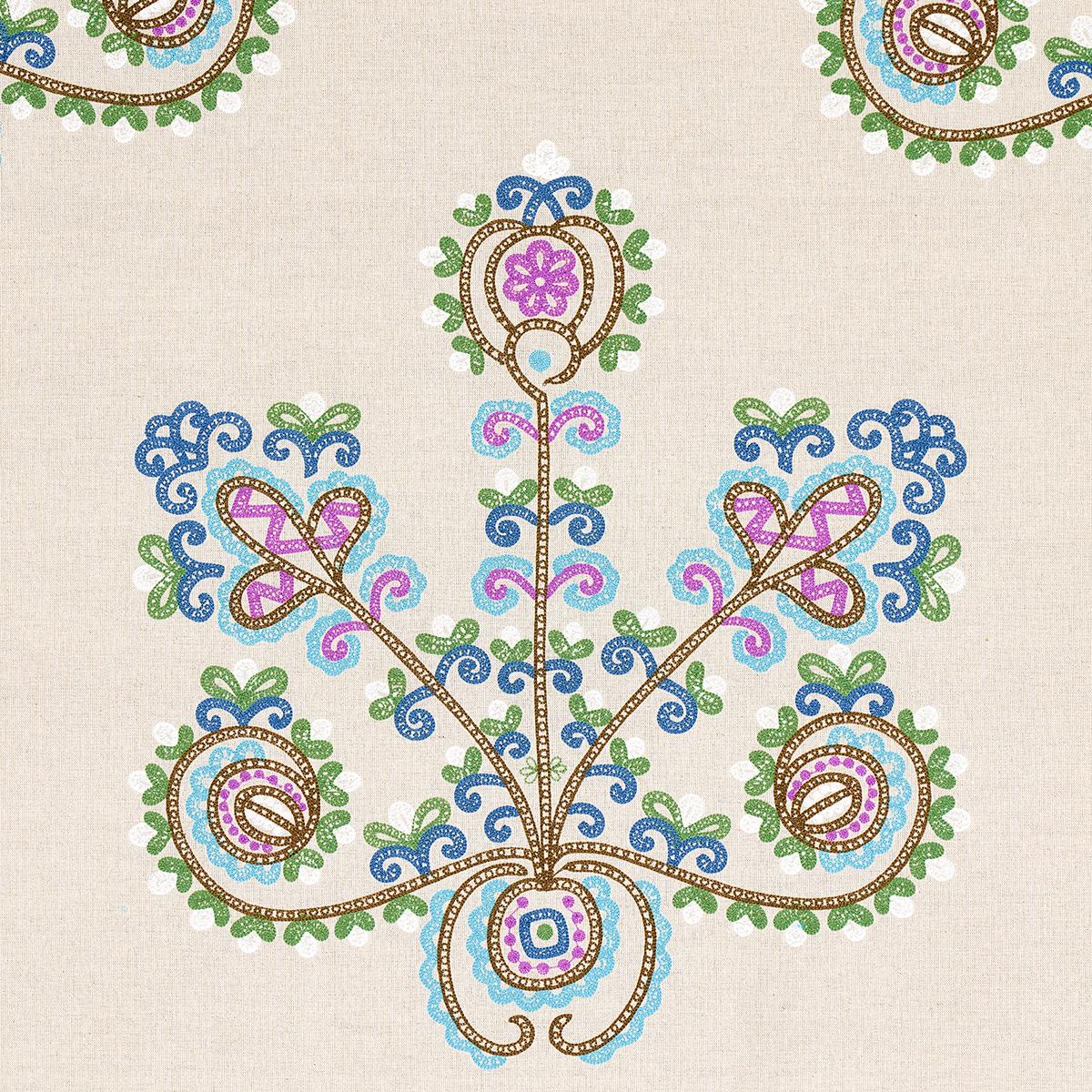 Schumacher Estrella Embroidery Jewel Fabric