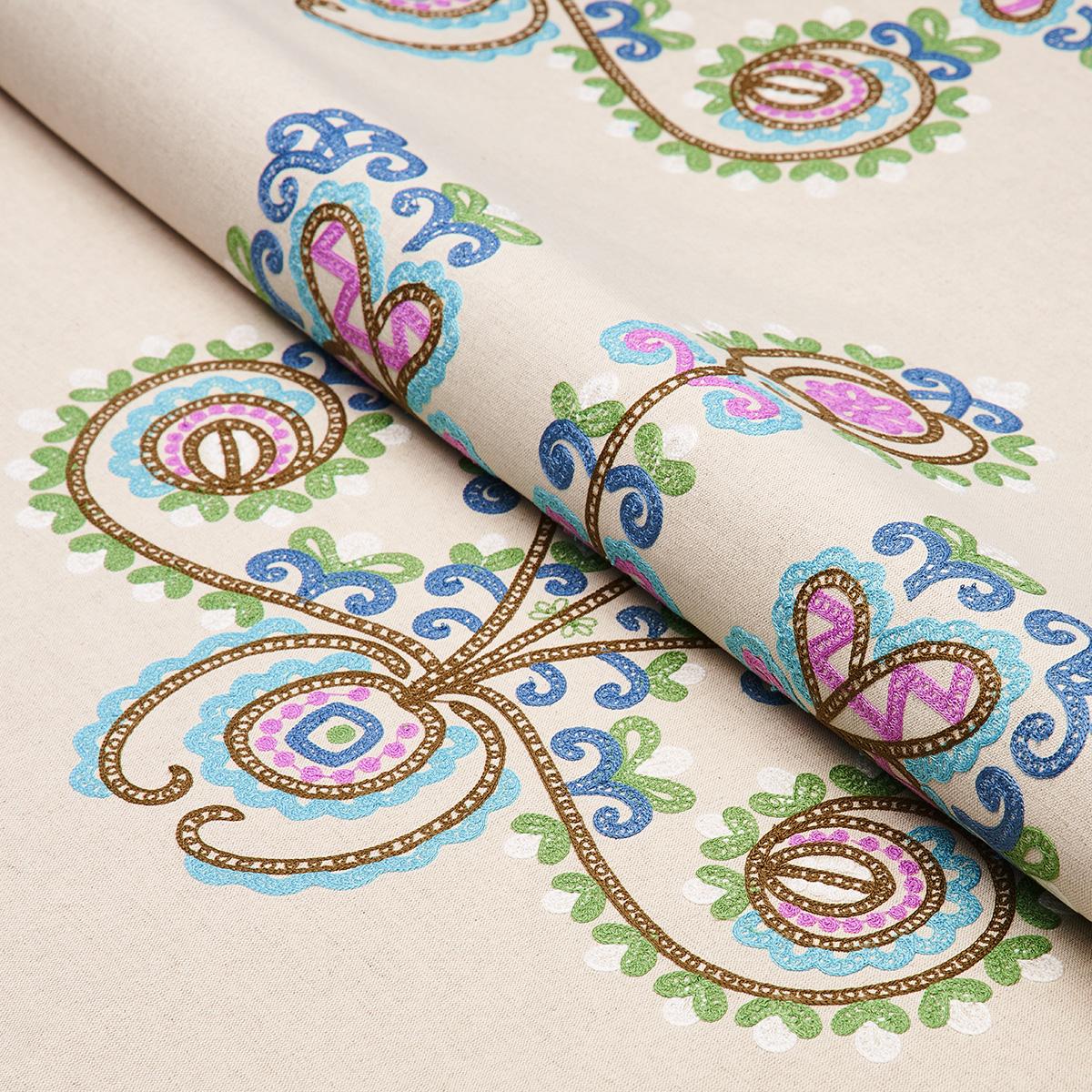 Schumacher Estrella Embroidery Jewel Fabric – DecoratorsBest