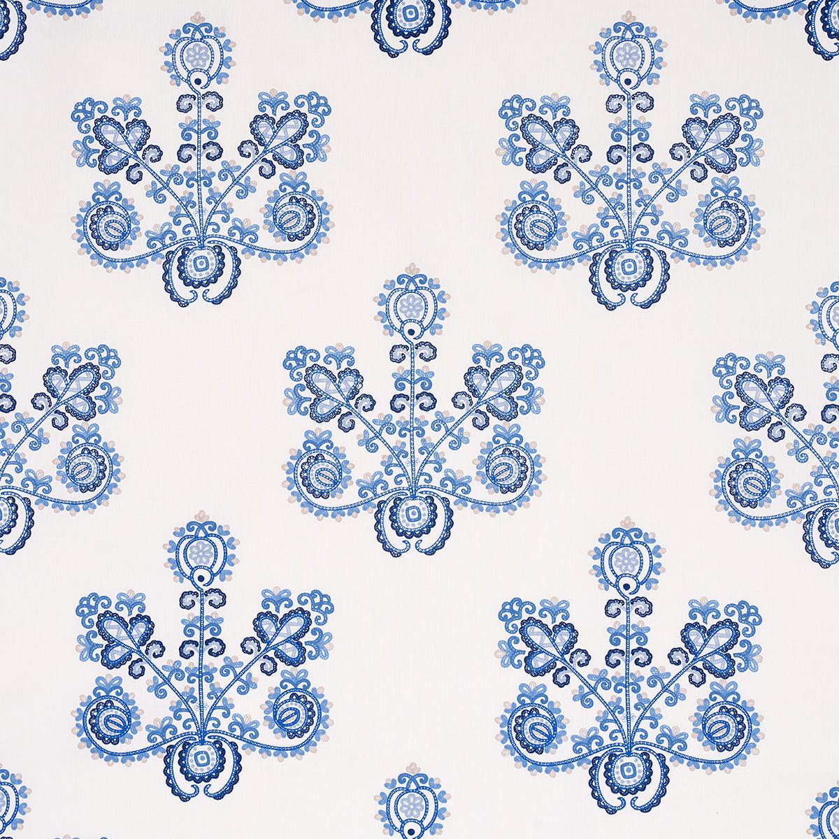Schumacher Estrella Embroidery Porcelain Fabric