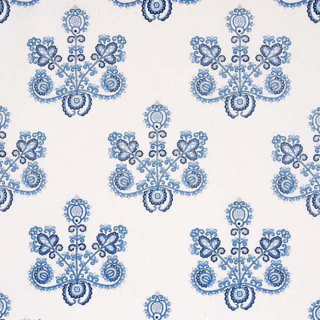 Schumacher Estrella Embroidery Porcelain Fabric