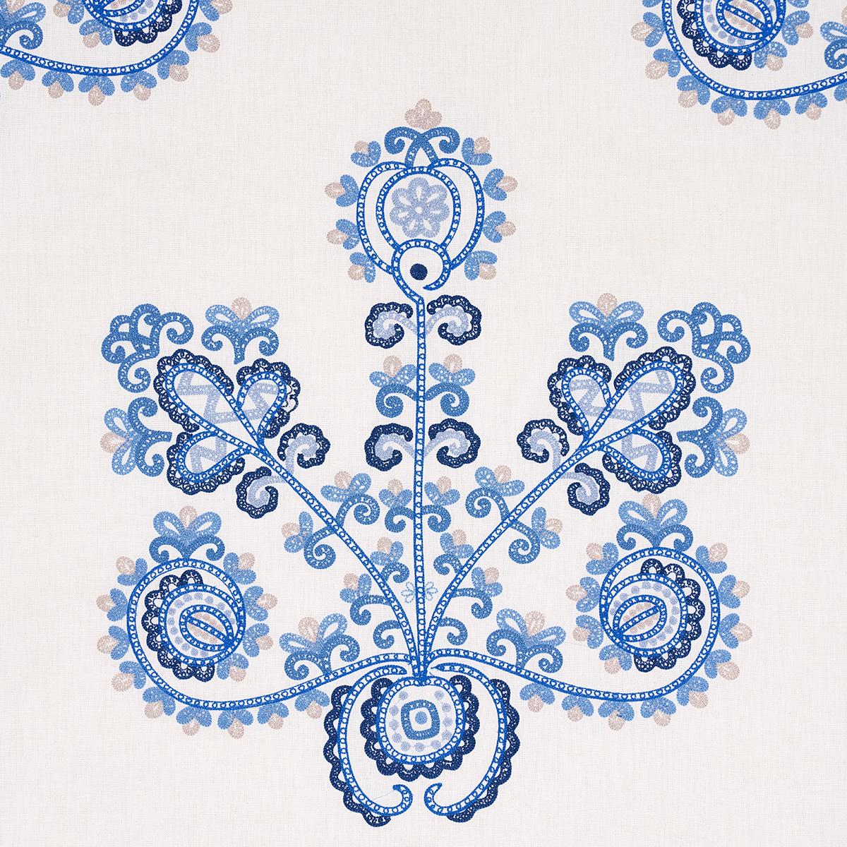 Schumacher Estrella Embroidery Porcelain Fabric