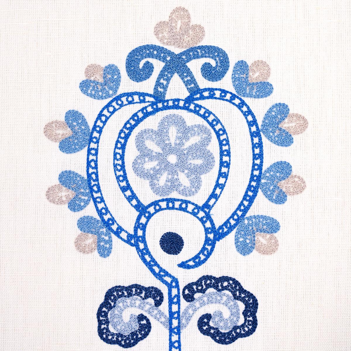 Schumacher Estrella Embroidery Porcelain Fabric